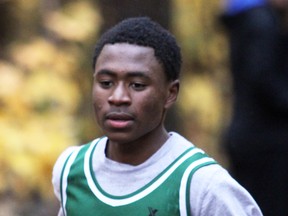 PETER RUICCI
Behari Gashay Barbare of White Pines approaches the finish line at the 2019 High School Cross-Country Championships at Kinsmen Park