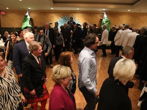 Attendees perform a friendship dance under the guidance of singers from the North American Traveling College on Monday March 21, 2016 in Cornwall, Ont. Alan S. Hale/Cornwall Standard-Freeholder/Postmedia Network