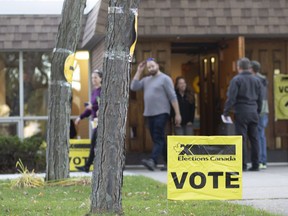 Kingstonians go to the polls on Monday, Oct. 22, 2019 to vote for their federal representative for Kingston and the Islands, as seen outside the polling station at Cooke's-Portsmouth United Church in Kingston, Ont.