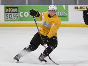 Kingston Frontenacs defenceman Braden Hache, seen during practice at the Leon's Centre in 2019, is currently attending the Florida Panthers' National Hockey League training camp.