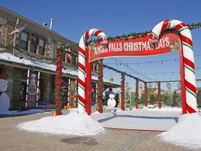 Christmas decorations colour the outside of the North Bay Museum for the filming of the TV movie Angel Falls 2. Nugget File Photo