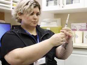 Megan Touchette, public health nurse with the Porcupine Health Unit, prepares for the flu vaccine season. Touchette encourages residents to take advantage of the free flu shot clinics being hosted by the Porcupine Health Unit beginning Nov. 1.

RICHA BHOSALE/The Daily Press