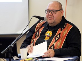 FILE — Parry Stelter speaks during his workshop on the issue at the Hope Christian Reformed Church just north of Stony Plain Saturday, Nov. 9, 2019.