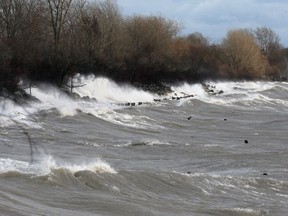 Waves hit the shore near Erie Shore Drive in Chatham-Kent in this file photo.