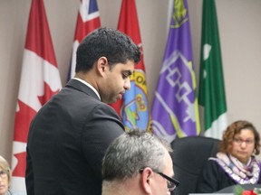 Coun. Justin Towndale speaks during debate on begining public consultation on electoral reform on Monday November 25, 2019 in Cornwall, Ont. Alan S. Hale/Cornwall Standard-Freeholder/Postmedia Network