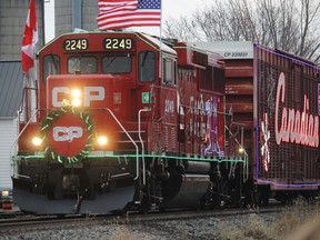 The CP Holiday Train pulling into Finch, at 2:30 p.m. on Wednesday. Photo on Wednesday, November 27, 2019, Ont. Todd Hambleton/Cornwall Standard-Freeholder/Postmedia Network