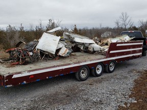 The wreckage of the Piper PA32 that crashed in Kingston on Nov. 27, 2019, was transported to the Transportation Safety Board's Richmond Hill office for further examination. Seven people died in the crash.