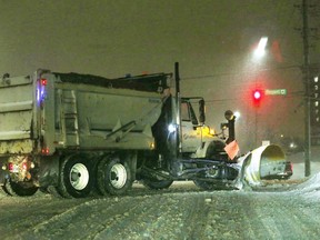 City plows were out in full force during the rush hour in this 2017 file photo. Greater Sudbury is more than $1 million under budget to the end of January.