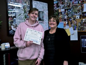 Leif Copley was named November's Youth of the Month winner at the Chantal Bérubé Youth Centre on Nov. 28.
(Emily Jansen)