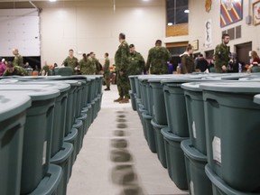 Santa Fund Christmas hampers are stacked on top of each other at ML Troy Armoury.
Nugget File Photo