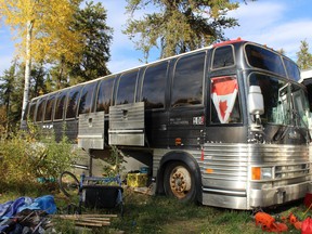 A bus that has been converted into a home in Conklin, Alta. on Sunday, September 22, 2019. Vincent McDermott/Fort McMurray Today/Postmedia Network ORG XMIT: POS1909251435206786