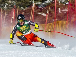 Read Roars
Canadian Jeffrey Read from Canmore tears through the last corner in the Men's Super-G ski race at the Lake Louise World Cup on Sunday, December 1, 2019. photo by Pam Doyle/www.pamdoylephoto.com