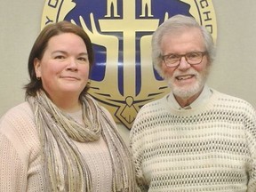 Lori DiCastri, left, was first elected as the new chairperson of the Bruce-Grey Catholic District School Board on Dec. 9, 2019 and Norm Bethune, right, was elected as vice-chairperson. Both will return to those roles in 2022 after being acclaimed earlier this week. File photo