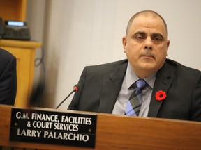 Lambton County treasurer Larry Palarchio is shown in this file photo at a meeting of Lambton County council last November.