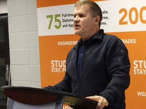 Tony Makuch, president and CEO of Kirkland Lake Gold, is seen here during a presentation at Northern College in Timmins in December 2019. Makuch was the keynote speaker this past week for the Timmins Chamber's State of Mining presentation.

RICHA BHOSALE/The Daily Press