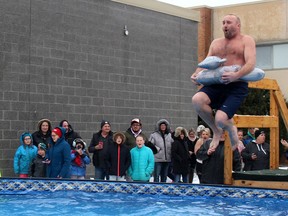 More than 150 people pre-registered to participate in the third annual Polar Plunge to benefit Special Olympics, held at St. Clair College in Chatham, Ont. on Saturday January 18, 2020. (Ellwood Shreve/Chatham Daily News)