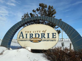 A sign greeting travellers to the community of Airdrie. Jim Wells/Calgary Sun/QMI Agency