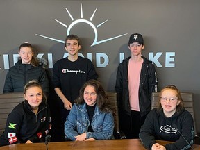 Submitted photo
The new Kirkland Lake Council Youth Committee is in place and are now meeting on a regular basis. The committee consists of, sitting down left to right, Hannah French, Hailey Willfang, Danika Gauthier. Back row left to right, Anna Boudreault, Mason Levesque, Hunter Hamelin.