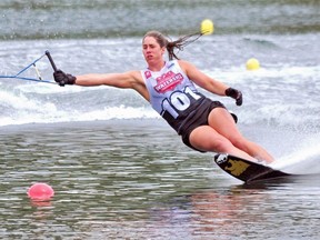 North Bay's Jaimee Bull is shown in action at the 2019 U21 World Waterski Championships at Shalom Park in Edmonton in July.    Supplied Photo
