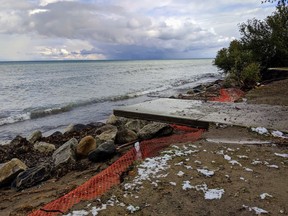 Flooding at Memorial Park in Meaford pushed back the shoreline, caused damage to walkways and retaining walls and uprooted trees, as seen in this file photo from Nov. 3, 2019.
Greg Cowan/The Sun Times