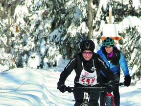 Fat bike riders enjoy  Hiawatha's trails in the winter months.