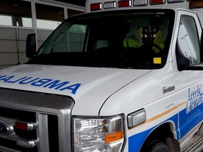 An ambulance sits outside Brockville General Hospital on Wednesday afternoon, Feb. 6, 2019. (FILE PHOTO)