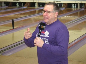 David Murphy, of Big Brothers Big Sisters of Cornwall and District, speaking before the start of another round  at  Bowl for Kids' Sake. Photo on Saturday, February 1, 2020, in Cornwall, Ont. Todd Hambleton/Cornwall Standard-Freeholder/Postmedia Network