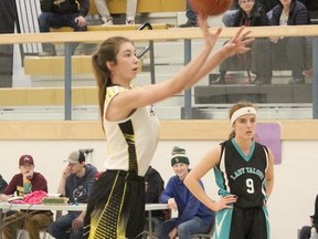 The J.C. Charyk Hanna Hawks Sr. Girls has one returning player, Kyha Avery, seen here at the 2020 Sweethearts Tournament. The Hawks had a tough initial tournament Dec.  4. Herald file photo