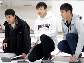 The Town of Stony Plain is hoping to virtually celebrate the 35th anniversary of its Shikaoi Exchange Program later this year. Pictured, students from Shikaoi, Japan, learn to curl at the Westridge Curling Club in Stony Plain on Saturday, Oct. 12, 2019. Photo by Evan J. Pretzer.