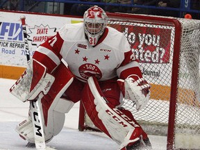 File Photo
Soo Greyhounds goalie Nick Malik