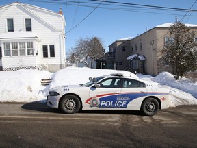 A Greater Sudbury Police cruiser was parked outside a Whittaker Street residential complex in Sudbury, Ont. on Monday February 10, 2020. Police responded to a shooting around 8:45 p.m. on Sunday, February 9, 2020.