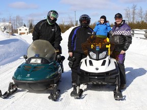 This photo taken during last year's Timmins Snowarama for Easter Seals Kids event saw this group of family members, from left, Shawn Harvey, Robert Harvey, Grayson Hamelin, 3, and Reynald Hamelin gathered outside Cedar Meadows Resort which in past years served as the base for the event.

RICHA BHOSALE/The Daily Press