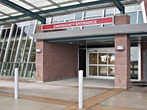 The emergency room entrance at the Woodstock Hospital. The hospital is adding a new patient registration room within the emergency room to help screen and triage patient. (Photo courtesy of the Woodstock Hospital)