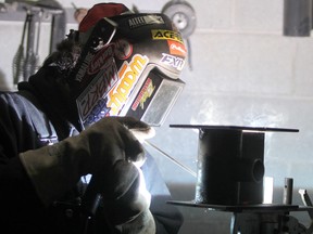 Nick Wilkins participates in an Algoma District School Board qualifying event for Skills Ontario's regional welding competition at UA Local 800 on Tuesday, March 10, 2020 in Sault Ste. Marie, Ont. (BRIAN KELLY/THE SAULT STAR/POSTMEDIA NETWORK)