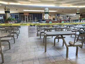 The food court at Northgate Shopping Centre remains closed in keeping with directives from the provincial government around COVID-19, however the mall will reopen Friday at 11 a.m.