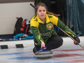 Under-18 curling champion Bella Croisier in action.