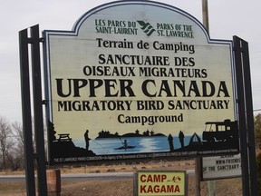 Sign at entrance road to the  Upper Canada Migratory Bird Sanctuary. Photo on Tuesday, March 31, 2020, in Ingleside, Ont. Todd Hambleton/Cornwall Standard-Freeholder/Postmedia Network