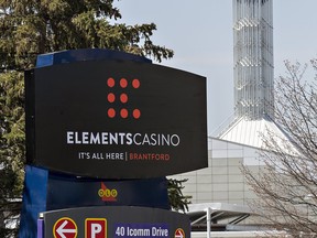 Brian Thompson/The Expositor
Signage were changed on Tuesday at the city casino in downtown Brantford as a 20-year casino operating and services agreement went into effect between Ontario Lottery and Gaming and Ontario Gaming West GTA LP.