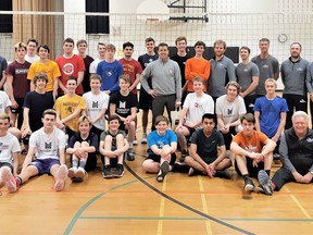 Three-time Olympian and Olympic bronze medalist Mark Heese, back row centre, visited a Big Bruce Volleyball Club in 2020. File photo