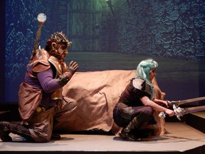 Domino Theatre's production of "In Love and Warcraft," with J. Wes Second and Helana Marks, had its run ended a week early because of the pandemic. (Supplied Photo)