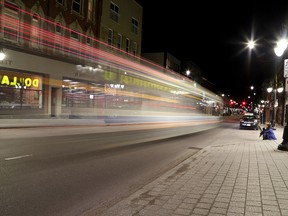 A Kingston Transit bus drives down Princess Street at Montreal Street in Kingston on Thursday March 19, 2020. Ontario is heading to another lockdown where only essential services will be permitted to open. (Ian MacAlpine-Whig-Standard/Postmedia Network)