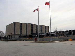 The provincial courthouse is seen here on Monday March 16, 2020 in Sarnia, Ont. (Terry Bridge/Sarnia Observer)