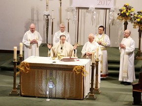 The Most Reverend Marcel Damphousse Bishop of Sault Ste. Marie presided over the Church of Christ the King's centennial mass in Sudbury, Ont. on Sunday November 26, 2017.