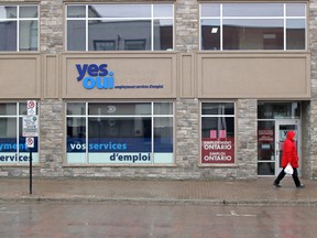 The Yes Employment Services office on Main Street East in North Bay, pictured in April 2020. Nugget File Photo
