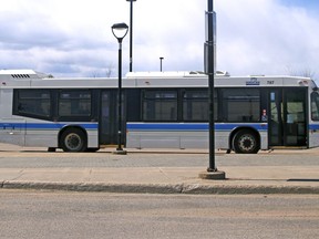Buses sit parked at the North Bay Transit Terminal in April. The city announced Friday it would start re-collecting transit fares June 15. Nugget File Photo