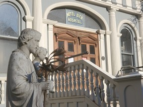 One of the staff entrances  to the Hotel Dieu Hospital in Kingston on March 22, 2020.