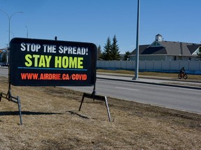 The City of Airdrie has posted signs of important health practices around the community.