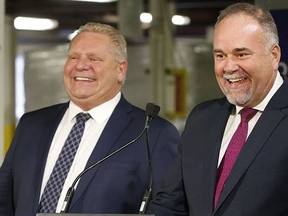 Bay of Quinte MPP Todd Smith, Minister of Children, Community and Social Services, pictured with Premier Doug Ford, says the Ontario government has stepped up to help Ontarians in many ways during the COVID-19 pandemic. (Postmedia file photo)