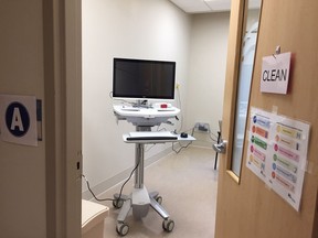 This is the system nurses use when taking a COVID-19 test at the Cornwall assessment centre in Cornwall, Ont. Joshua Santos/Cornwall Standard-Freeholder/Postmedia Network