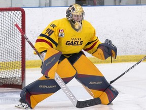 Greater Kingston Jr. Gaels' Nolan Lalonde, a third-round pick of the Erie Otters in April's draft, is taking part in an online goaltending camp put on by Hockey Canada this week. (Tim Gordanier/The Whig-Standard)